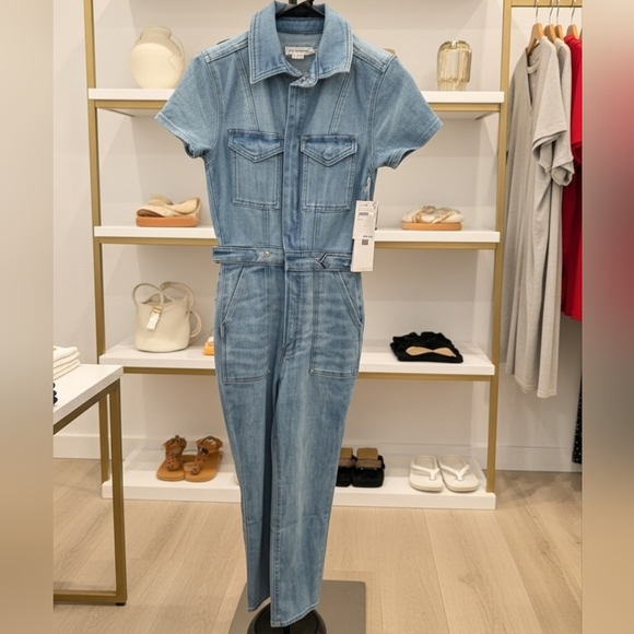 Good American Pants - Good American Fit For Success Light Blue Denim Jumpsuit Women's Size S